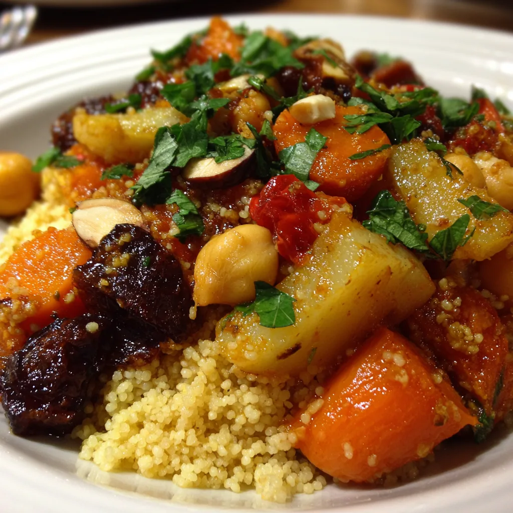 30-minute vegetarian Moroccan one-pot with chickpeas and vegetables