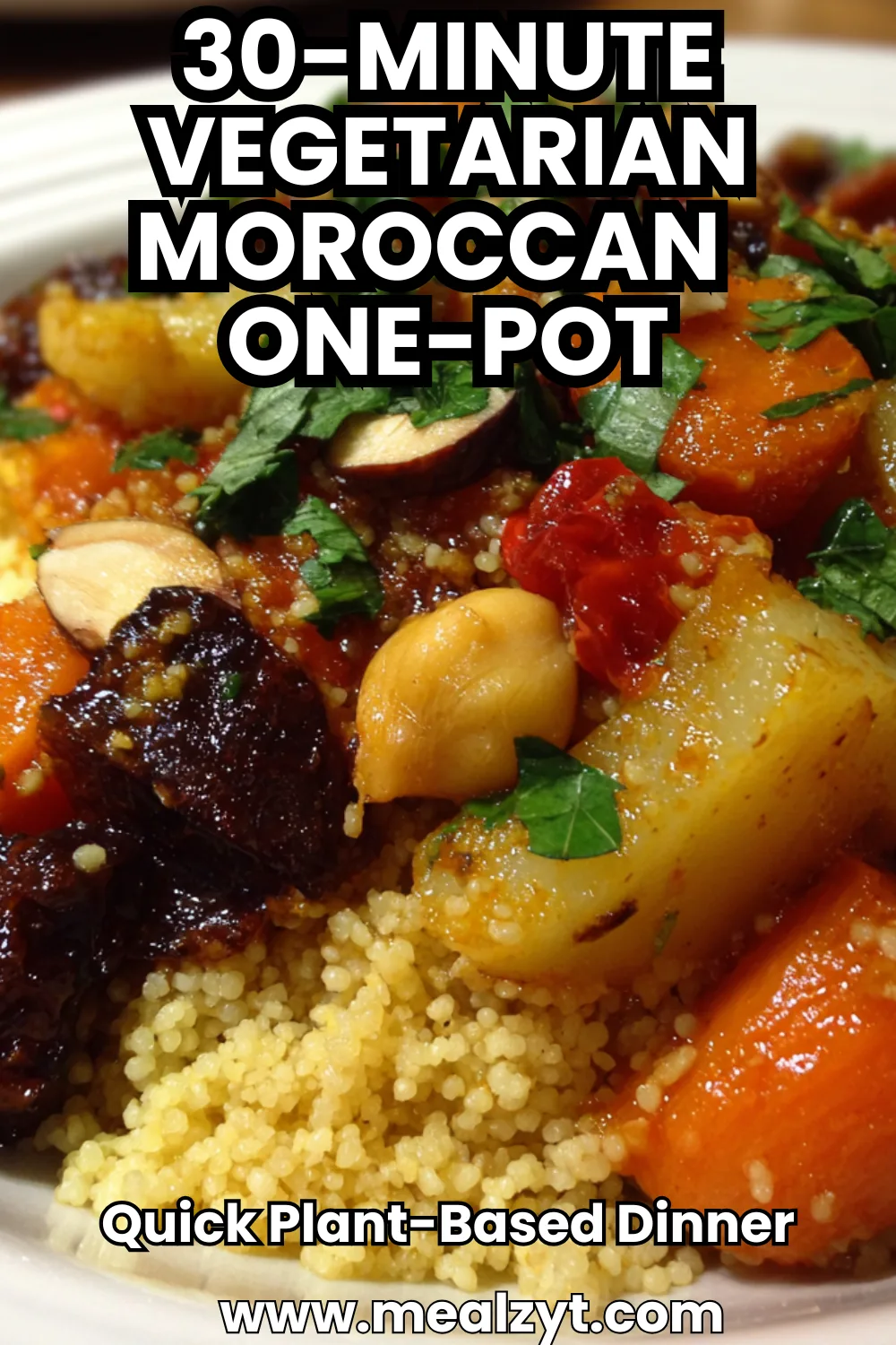 30-minute vegetarian Moroccan one-pot with chickpeas and vegetables