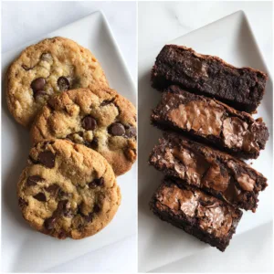 Side by side comparison of failed gluten-free chocolate cake with sunken center next to perfect gluten-free cake
