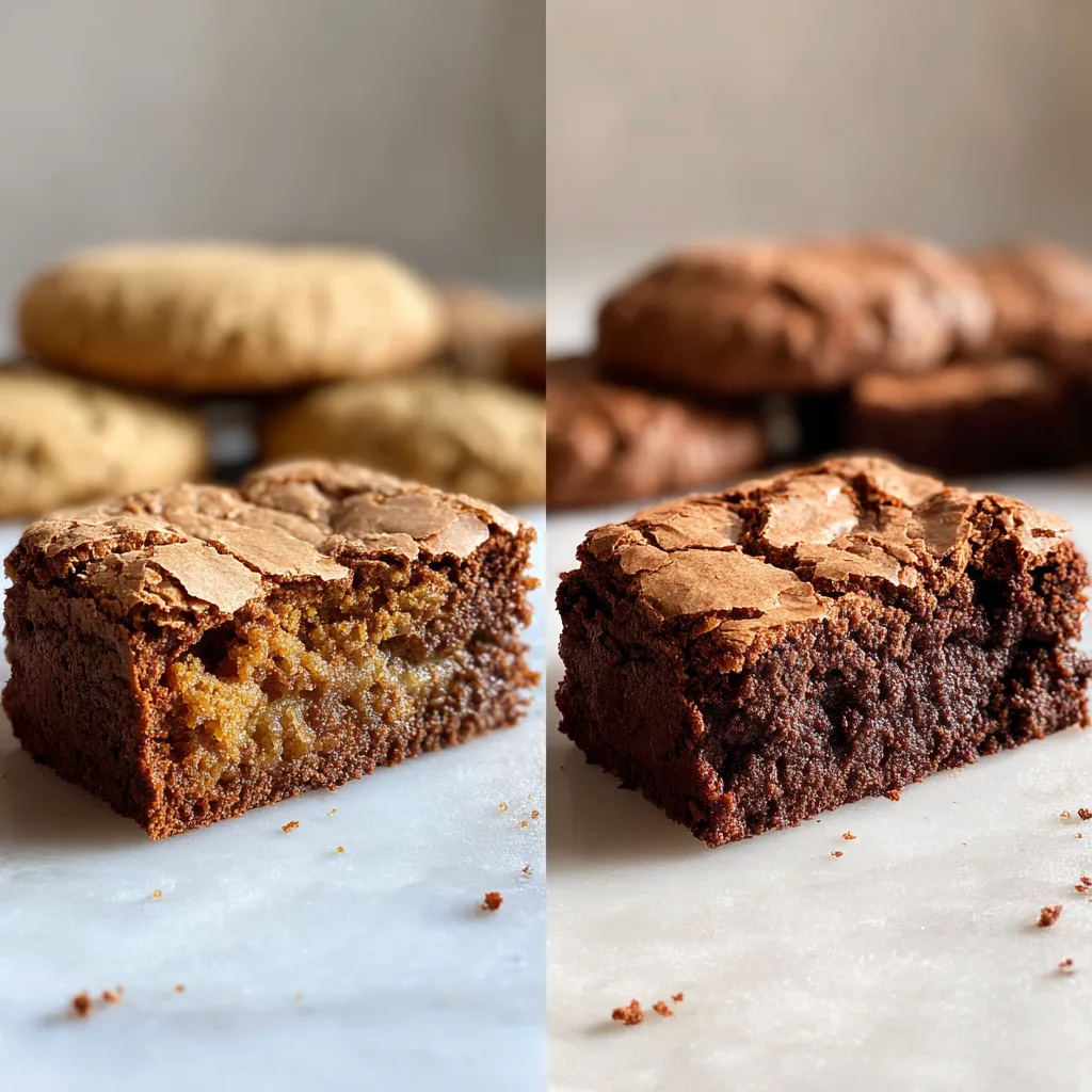 Side by side comparison of failed gluten-free chocolate cake with sunken center next to perfect gluten-free cake